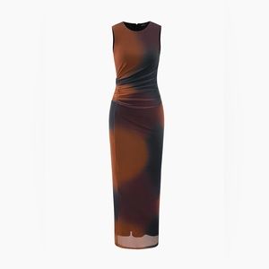MICAS Tie Dye Mesh Slit Sleeveless Maxi Dress